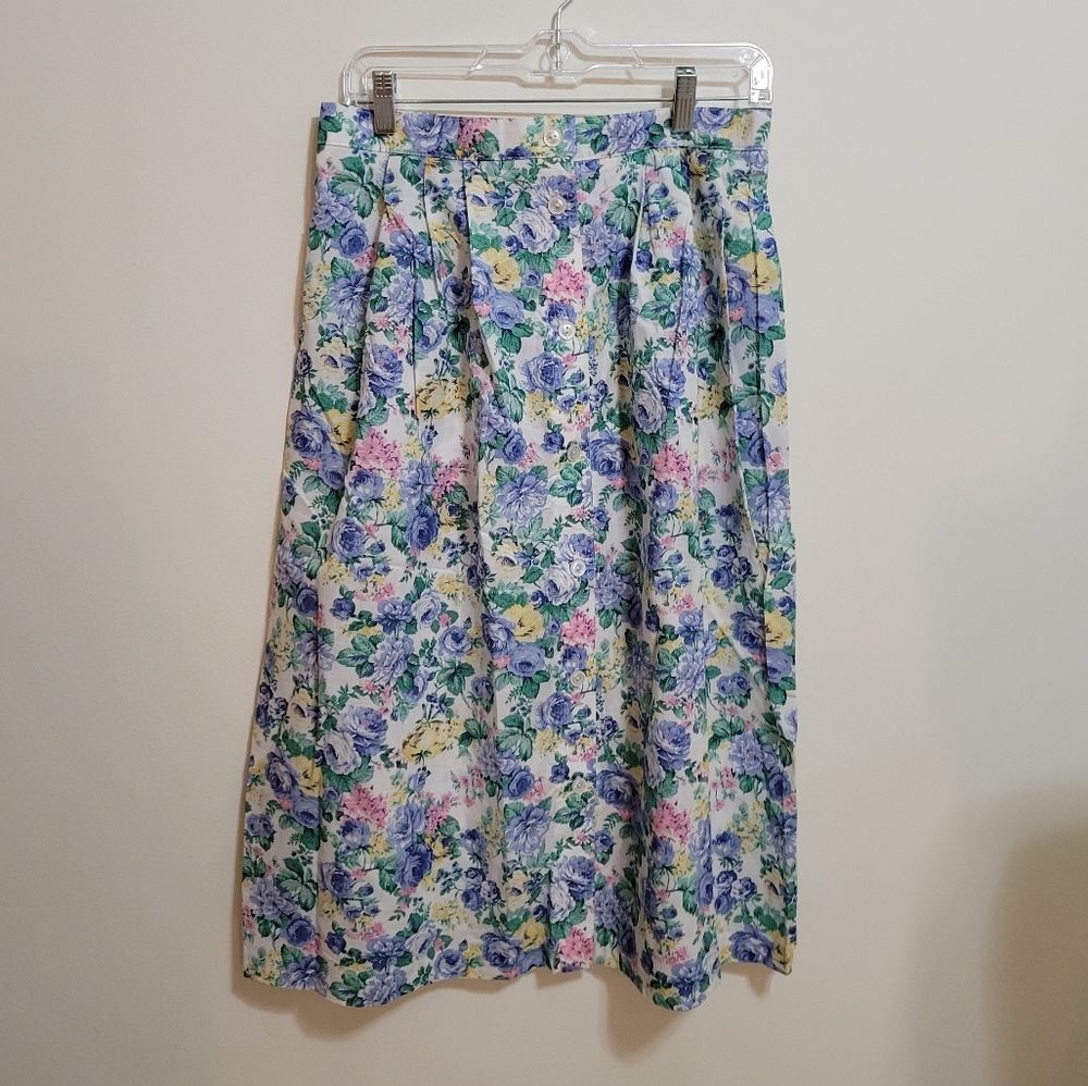 Vintage 80s Alfred Dunner Ditzy Floral A Line Skirt